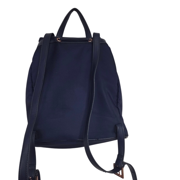 Ted Baker London Navy Nylon Drawstring Backpack Flap Top Handle Mini Bag - Picture 8 of 12